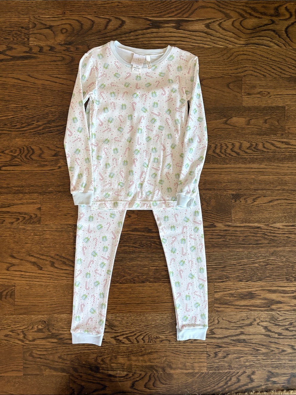 Boys' White Holiday Pajama Set with Mint and Pink Accents